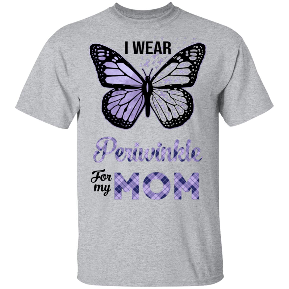 I Wear Periwinkle For My Mom Butterfly Stomach Cancer T-Shirt & Hoodie | Teecentury.com