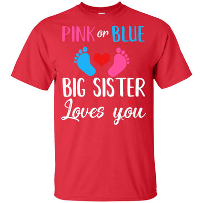 Pink Or Blue Big Sister Loves You Funny Gender Reveal Party Gift Youth Youth Shirt | Teecentury.com