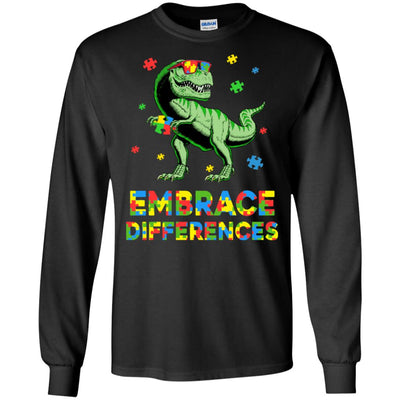 Dinosaur Puzzle Autism Awareness Embrace Differences T-Shirt & Hoodie | Teecentury.com