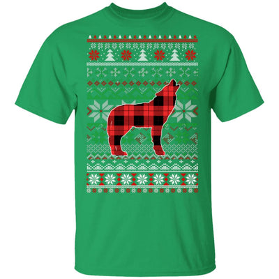 Wolve Red Plaid Ugly Christmas Sweater Funny Gifts T-Shirt & Sweatshirt | Teecentury.com