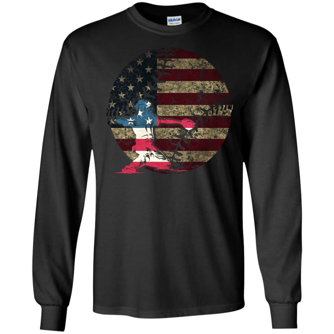 Catcher Baseball America Flag T-Shirt & Hoodie | Teecentury.com