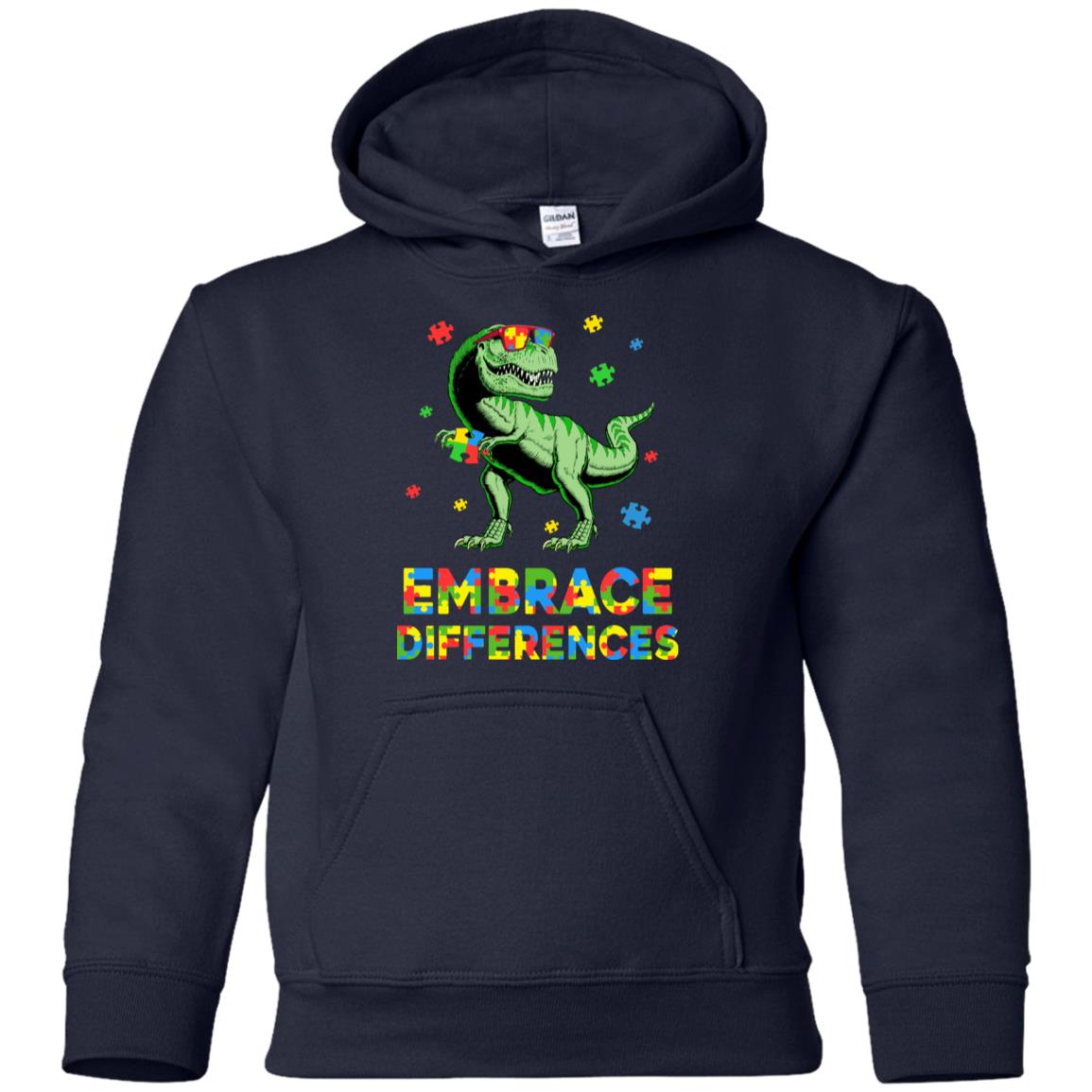 Dinosaur Puzzle Autism Awareness Embrace Differences Youth Youth Shirt | Teecentury.com