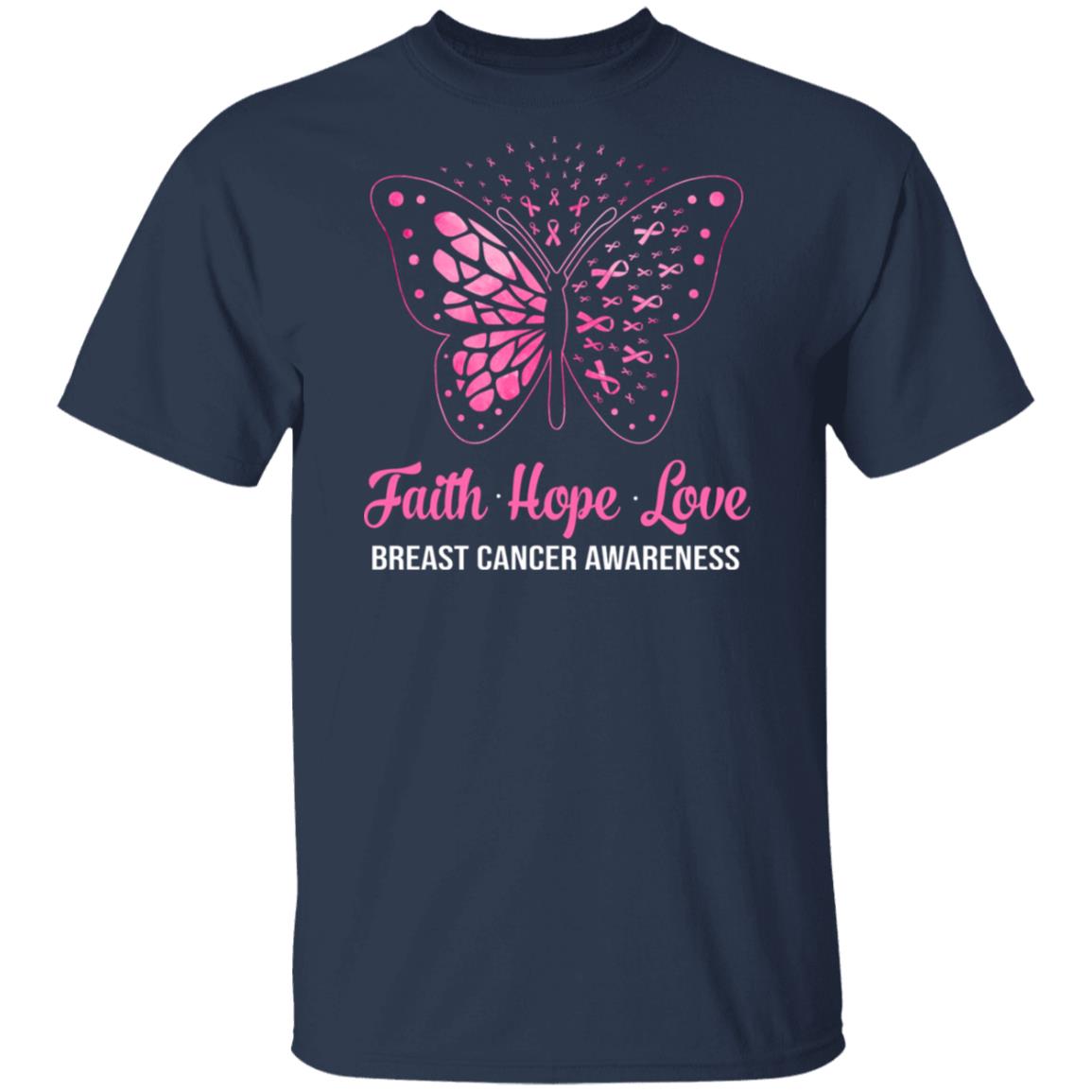 Faith Hope Love Pink Butterfly Breast Cancer Awareness T-Shirt & Hoodie | Teecentury.com