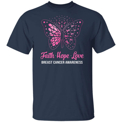Faith Hope Love Pink Butterfly Breast Cancer Awareness T-Shirt & Hoodie | Teecentury.com