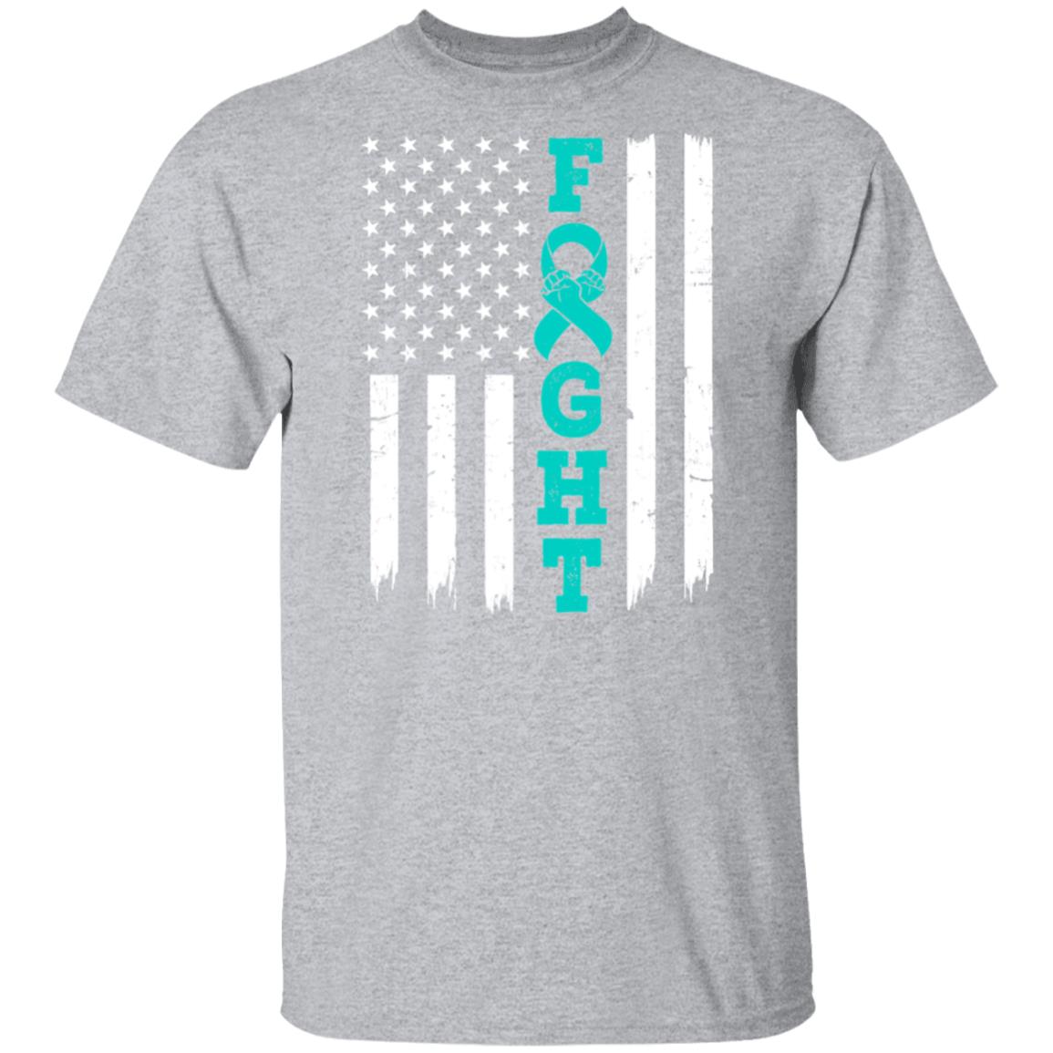 Ovarian Cancer Awareness American Flag Distressed T-Shirt & Hoodie | Teecentury.com