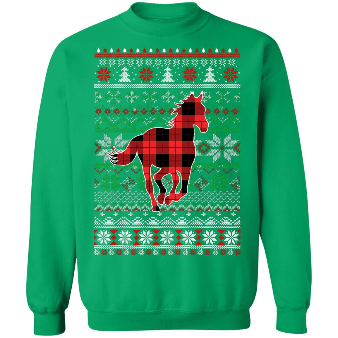 Horse Red Plaid Ugly Christmas Sweater Funny Gifts T-Shirt & Sweatshirt | Teecentury.com