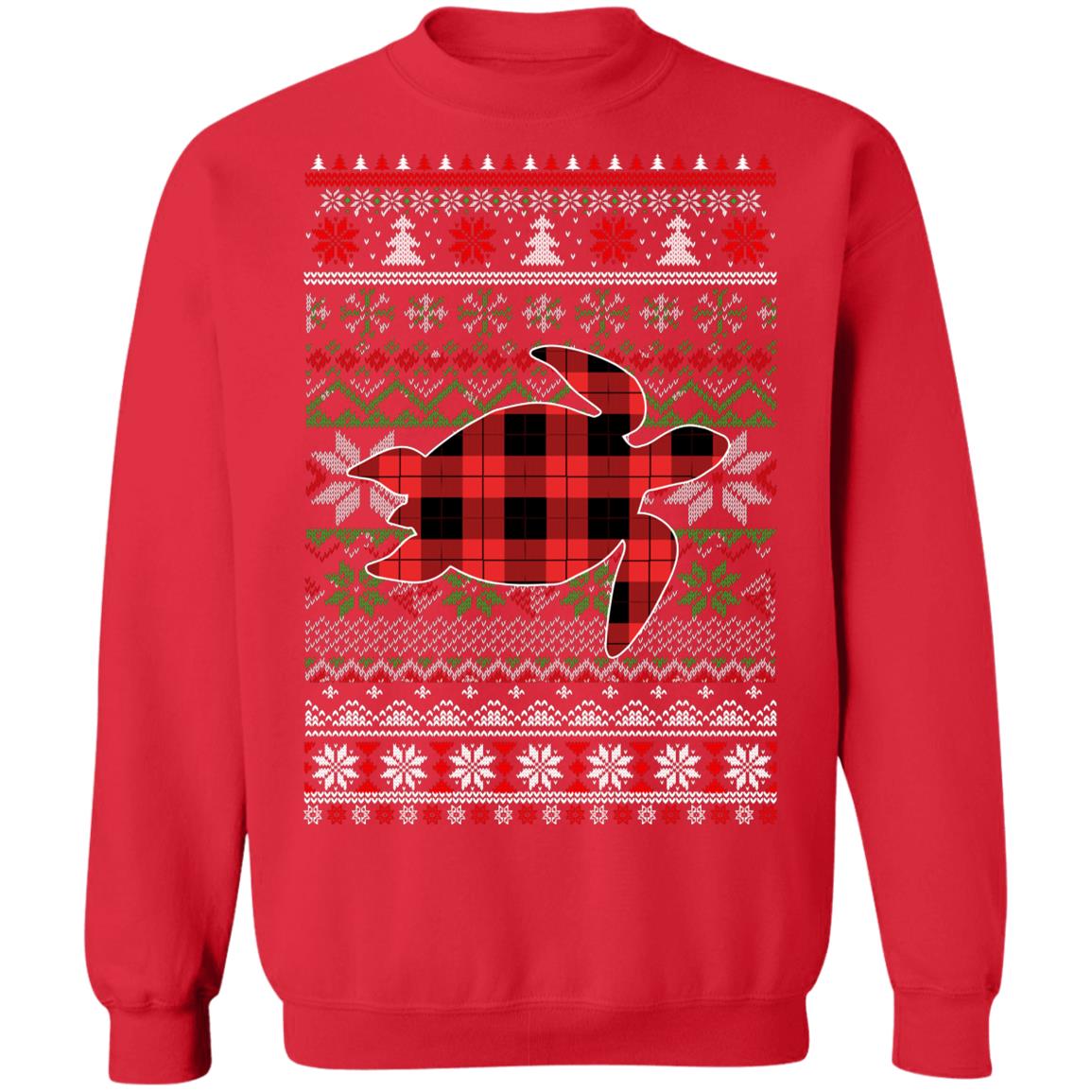 Turtle Red Plaid Ugly Christmas Sweater Funny Gifts T-Shirt & Sweatshirt | Teecentury.com
