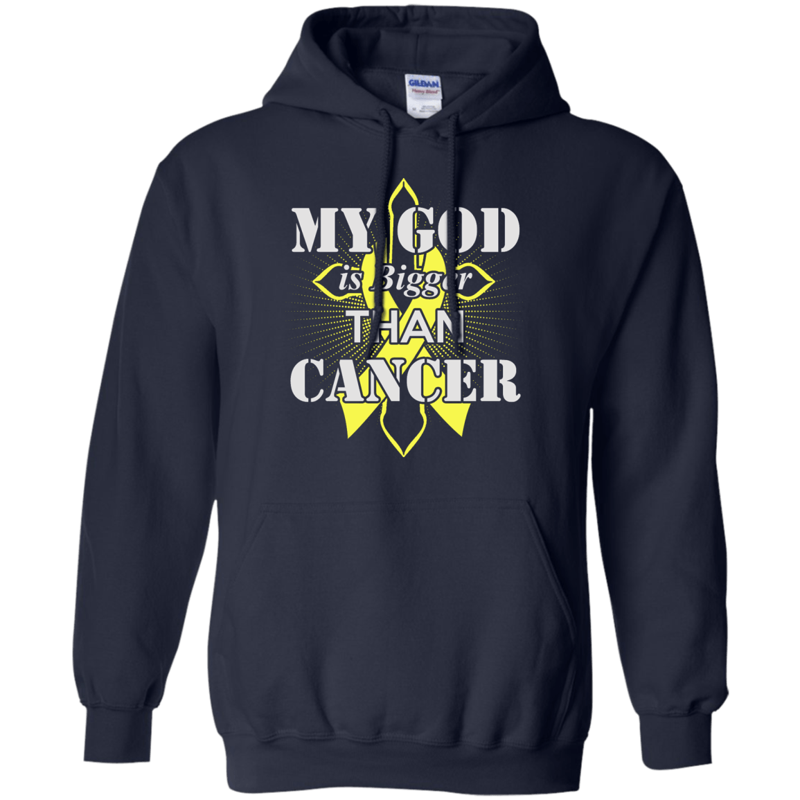My God Is Bigger Than Cancer Yellow Awareness Ribbon T-Shirt & Hoodie | Teecentury.com