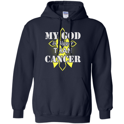 My God Is Bigger Than Cancer Yellow Awareness Ribbon T-Shirt & Hoodie | Teecentury.com