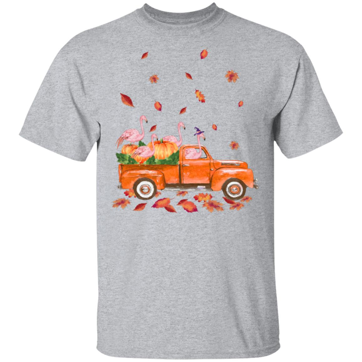 Happy Halloween Flamingo Fall Autumn Pumpkin Truck T-Shirt & Hoodie | Teecentury.com