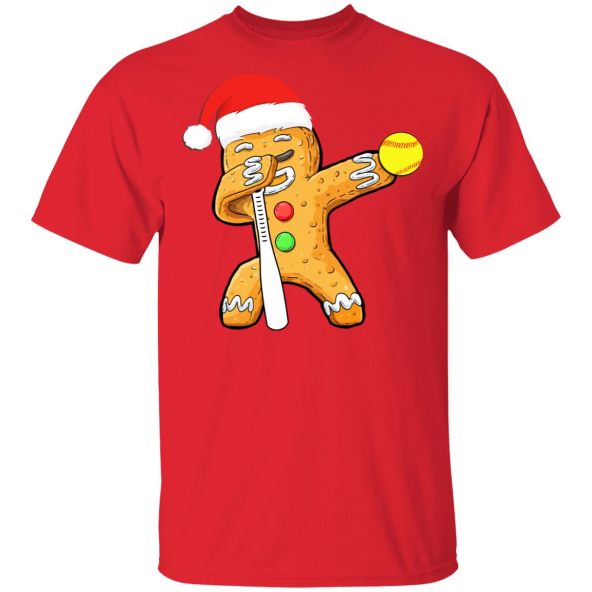 Dabbing Gingerbread Santa Softball Christmas Pajama Gifts T-Shirt & Sweatshirt | Teecentury.com