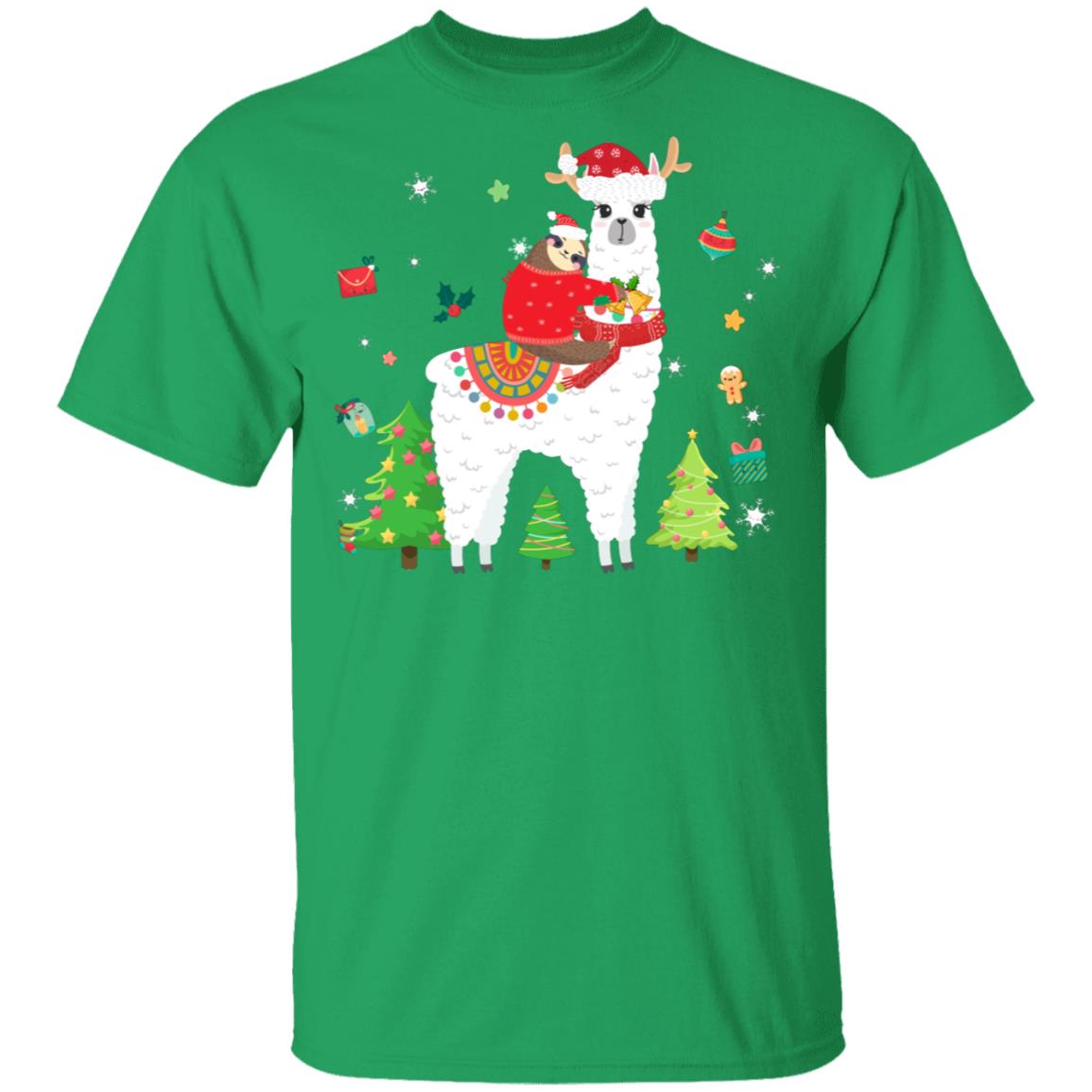 Santa Sloth Riding Llama Reindeer Christmas Gifts T-Shirt & Sweatshirt | Teecentury.com
