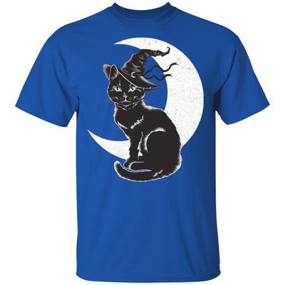 Vintage Scary Halloween Black Cat Costume Witch Hat Moon T-Shirt & Hoodie | Teecentury.com