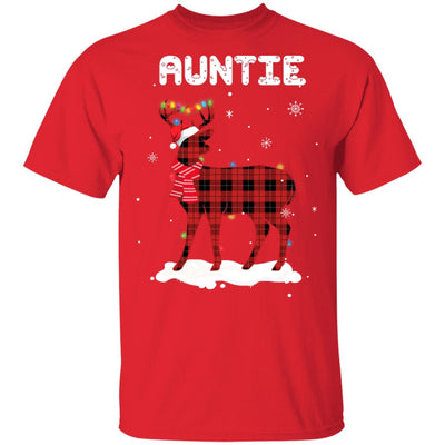 Auntie Deer Red Plaid Christmas Family Matching Pajamas T-Shirt & Sweatshirt | Teecentury.com