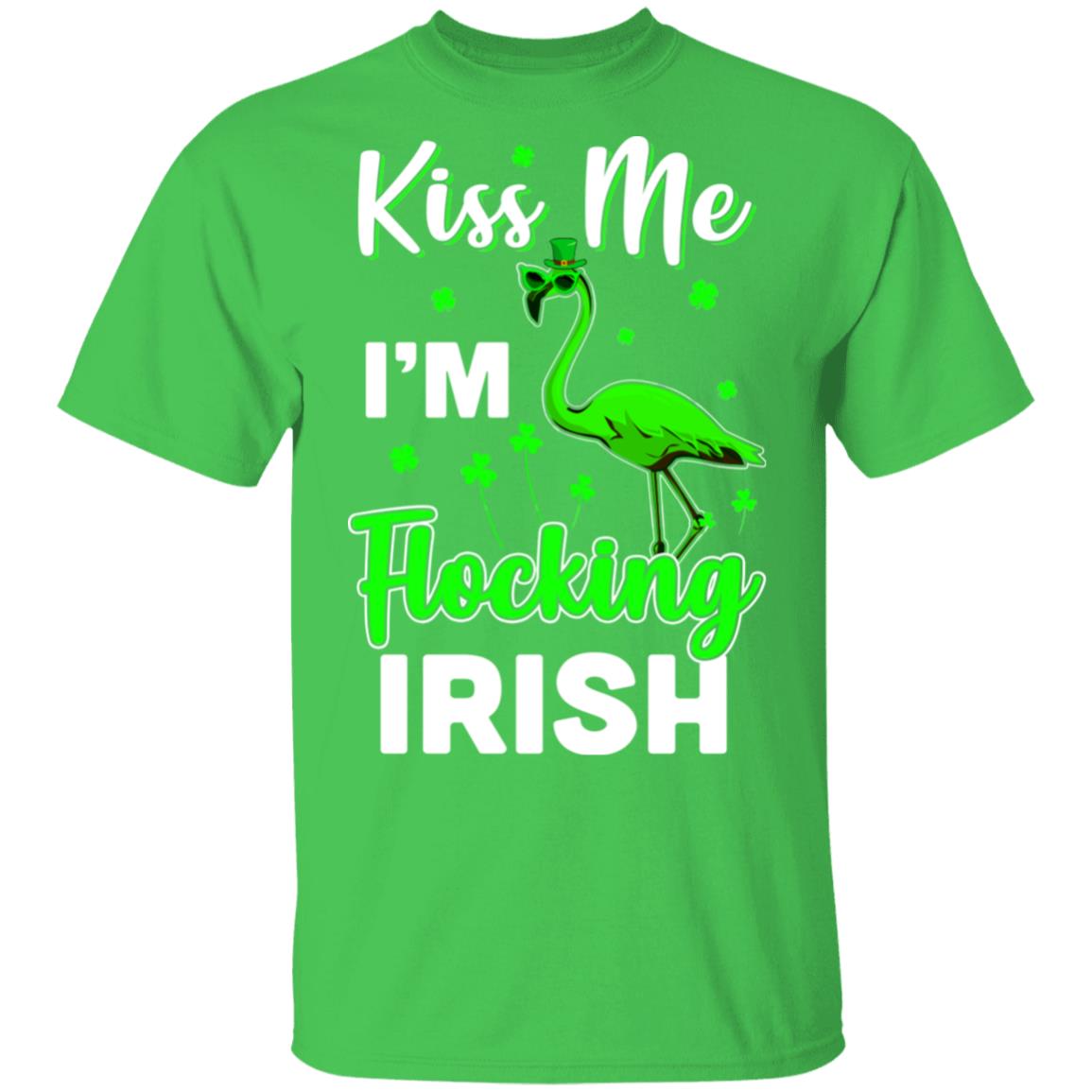 Kiss Me I'm Flocking Irish Green Flamingo St Patrick's Day T-Shirt & Hoodie | Teecentury.com