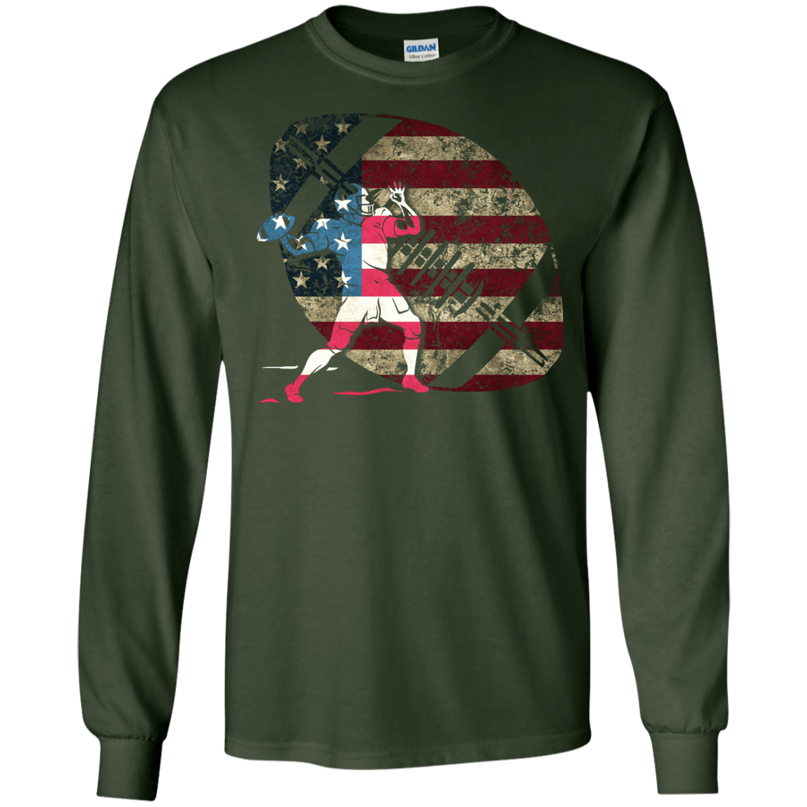 Quarterback Football America Flag T-Shirt & Hoodie | Teecentury.com