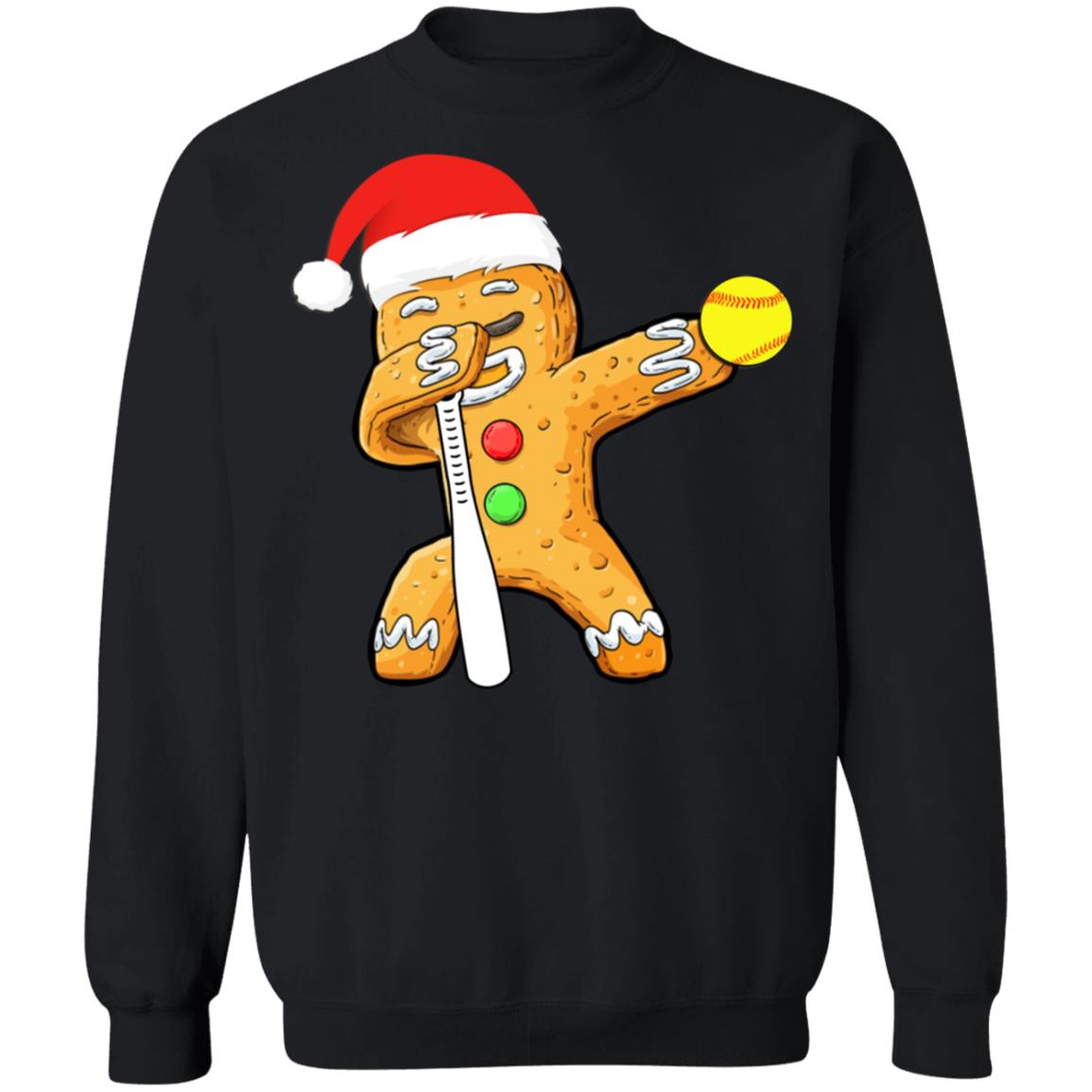 Dabbing Gingerbread Santa Softball Christmas Pajama Gifts T-Shirt & Sweatshirt | Teecentury.com