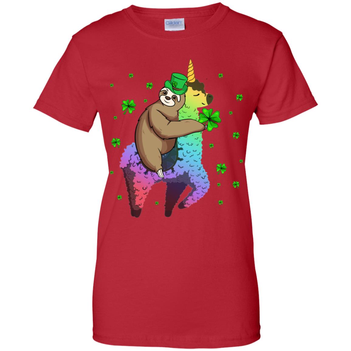 Leprechaun Sloth Riding Llama Unicorn St Patricks Day T-Shirt & Hoodie | Teecentury.com