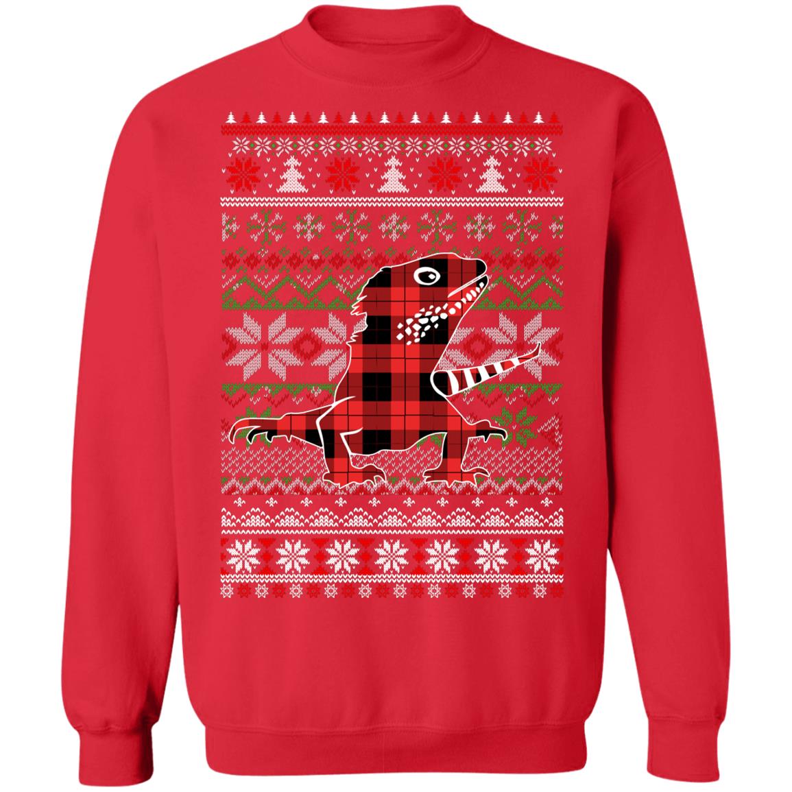 Bearded Dragon Red Plaid Ugly Christmas Sweater Funny Gifts T-Shirt & Sweatshirt | Teecentury.com