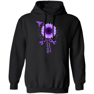 Hummingbird Sunflower Purple Ribbon Alzheimer's Awareness T-Shirt & Hoodie | Teecentury.com