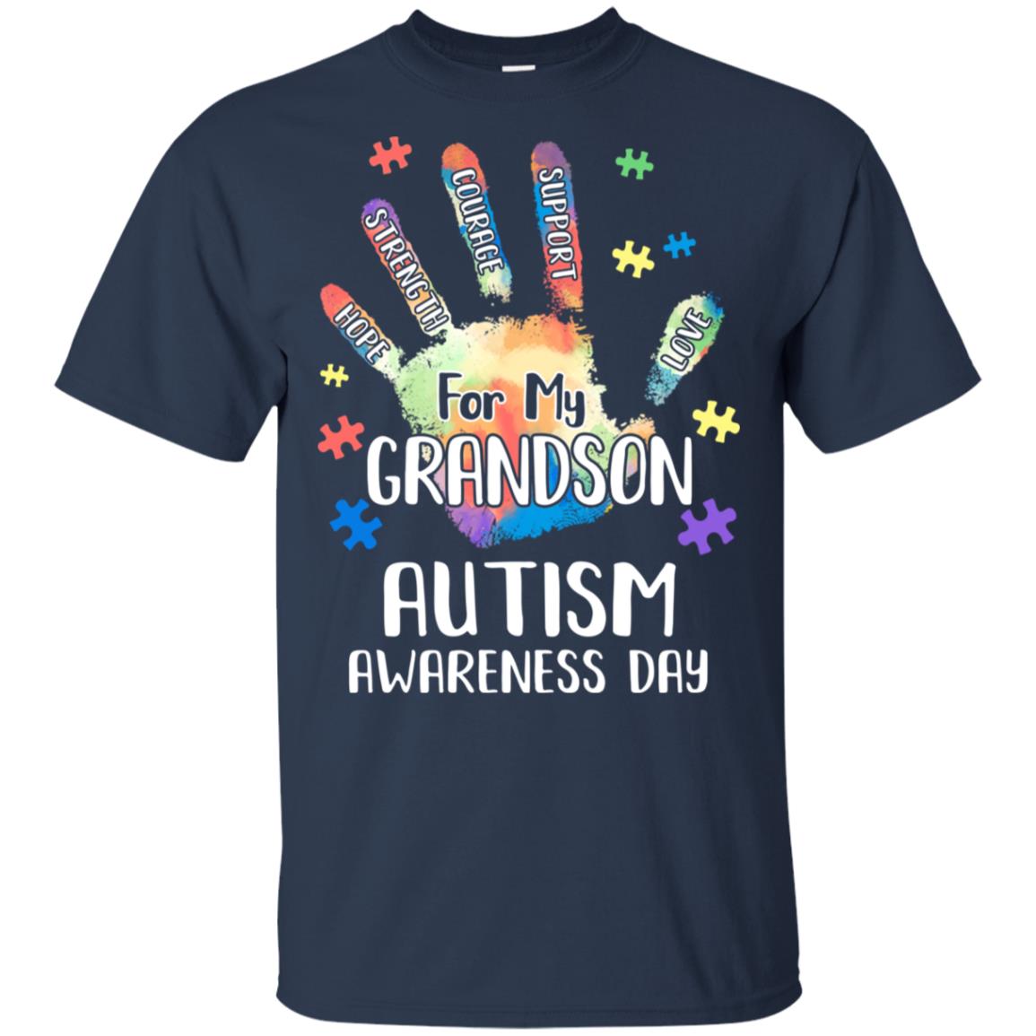 Support Autism Awareness For My Grandson Puzzle Gift T-Shirt & Hoodie | Teecentury.com