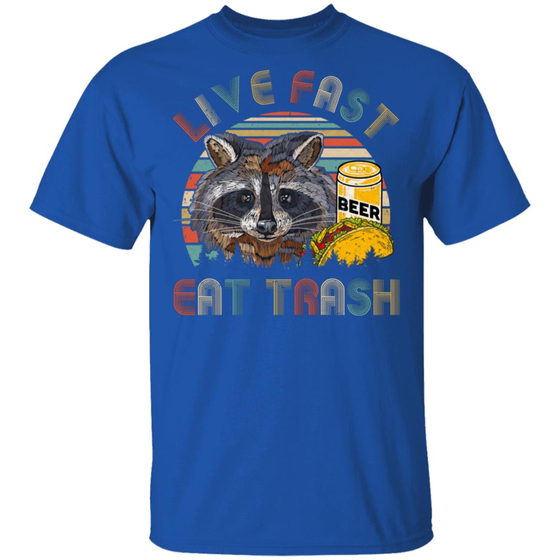 Live Fast Eat Trash Funny Raccoon Beer Tacos Vintage T-Shirt & Hoodie | Teecentury.com