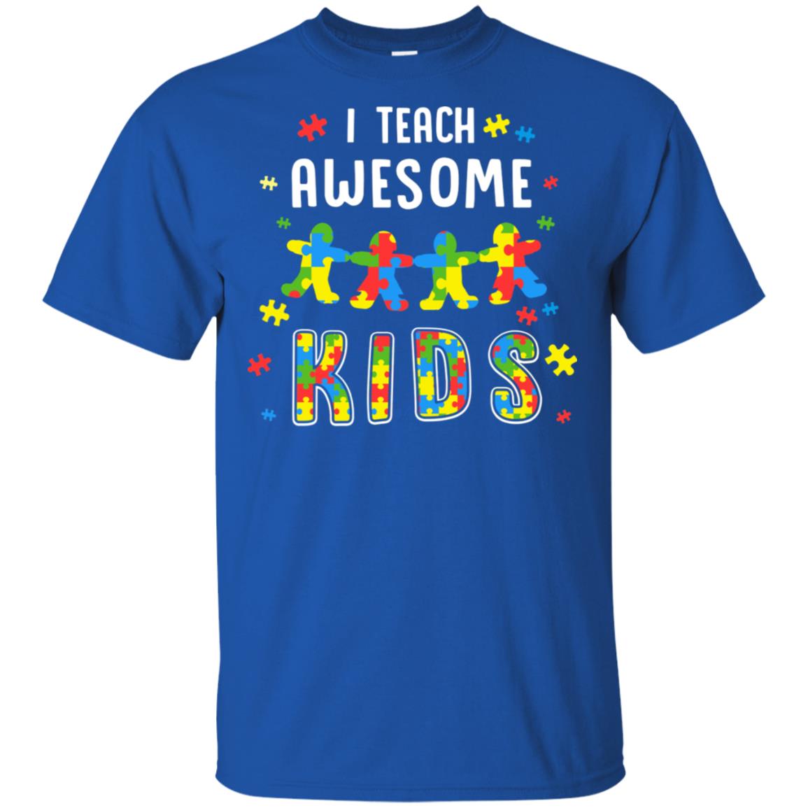 I Teach Awesome Kids Autism Awareness Puzzle Teacher T-Shirt & Hoodie | Teecentury.com