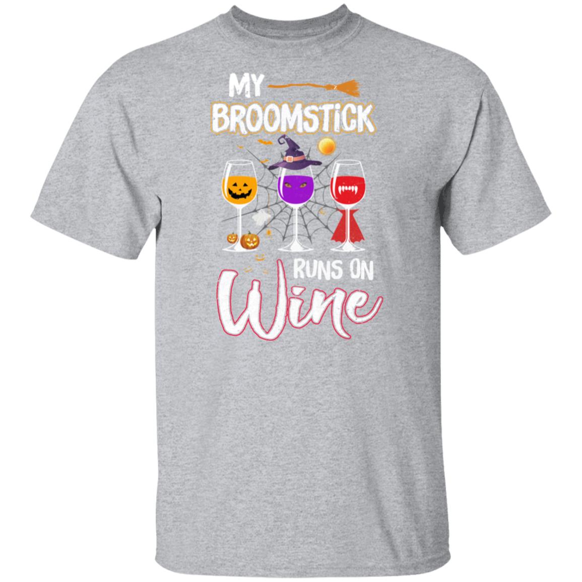 My Broomstick Runs On Wine Drinking Halloween Wine Lover T-Shirt & Hoodie | Teecentury.com