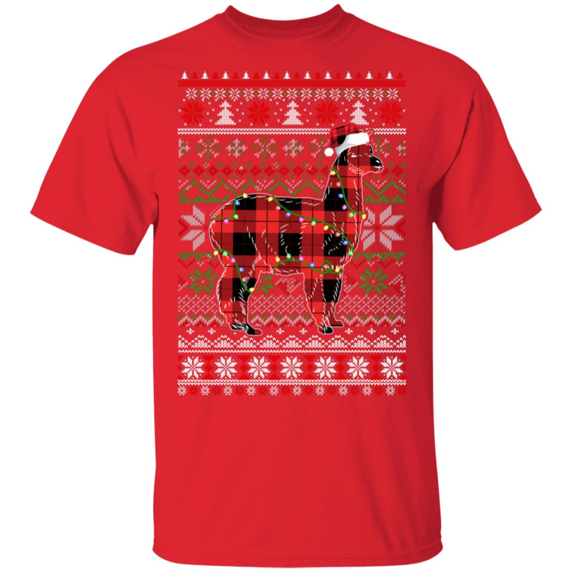 Red Plaid Buffalo Llama Pajamas Family Christmas Sweater T-Shirt & Sweatshirt | Teecentury.com