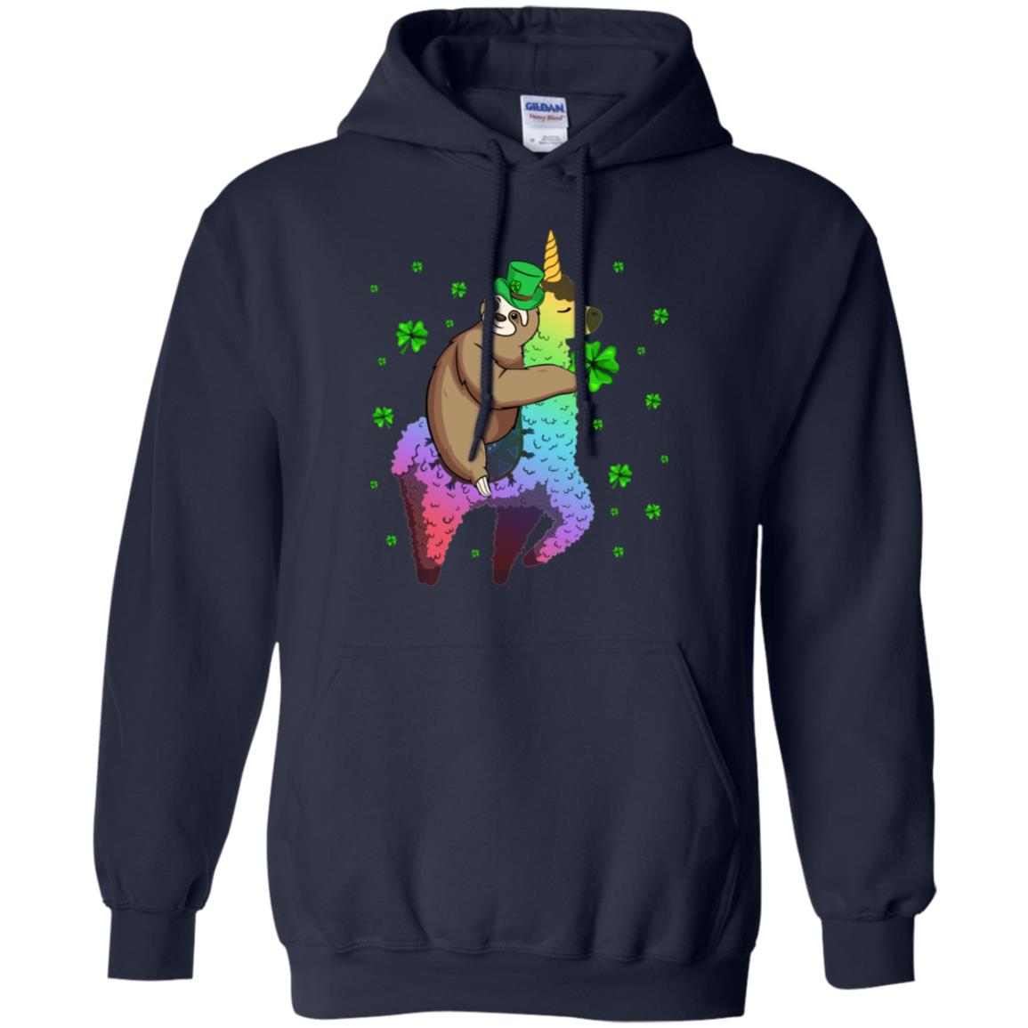 Leprechaun Sloth Riding Llama Unicorn St Patricks Day T-Shirt & Hoodie | Teecentury.com
