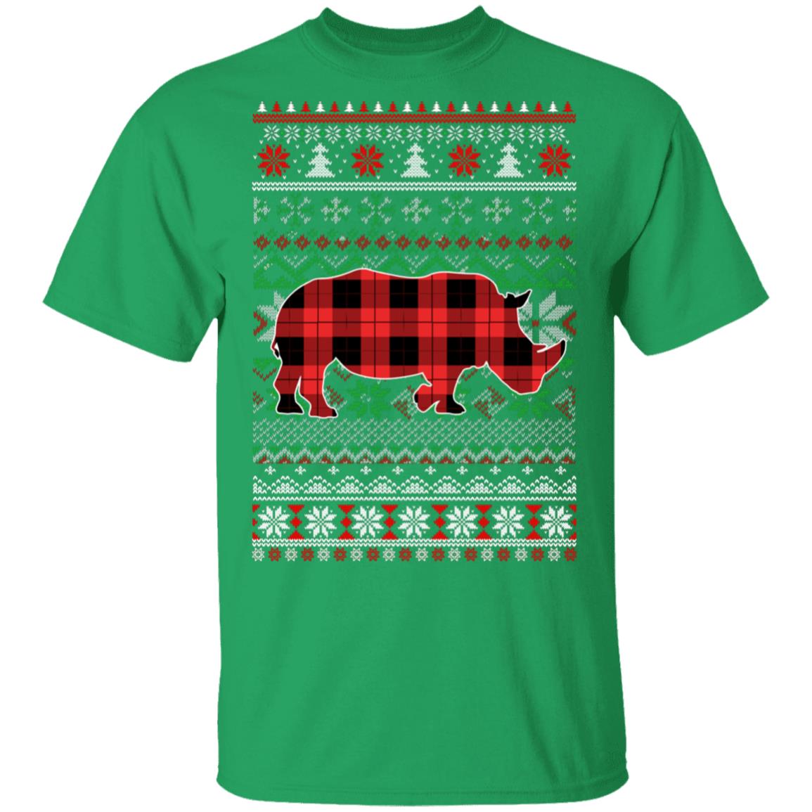 Rhino Red Plaid Ugly Christmas Sweater Funny Gifts T-Shirt & Sweatshirt | Teecentury.com