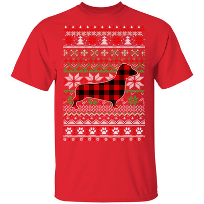 Dachshund Red Plaid Ugly Christmas Sweater Gifts T-Shirt & Sweatshirt | Teecentury.com