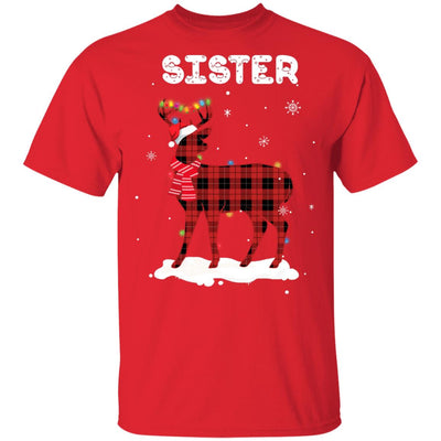 Sister Deer Red Plaid Christmas Family Matching Pajamas T-Shirt & Sweatshirt | Teecentury.com