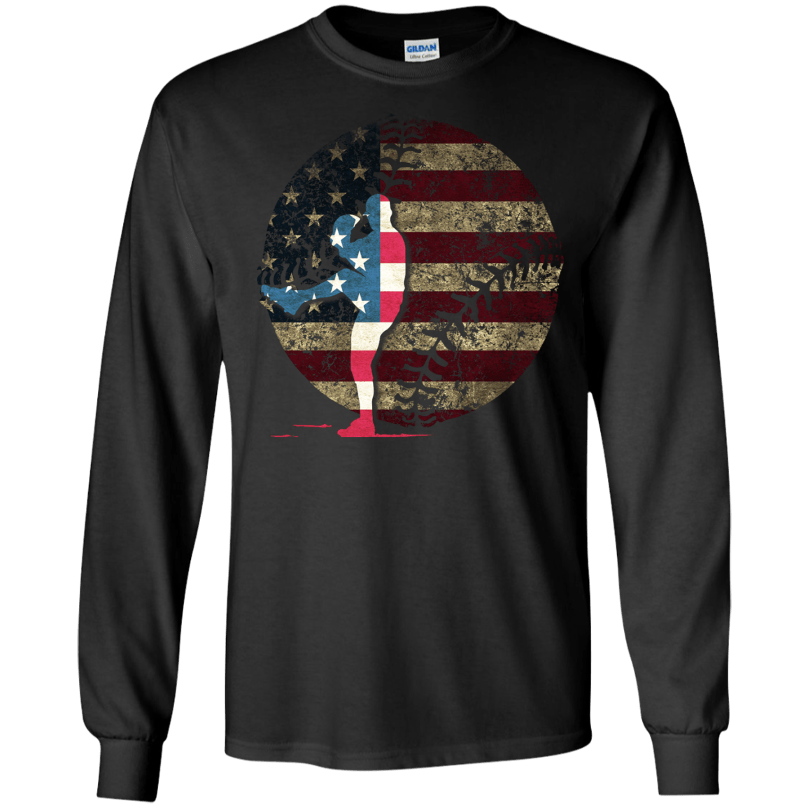 Pitcher Baseball America Flag T-Shirt & Hoodie | Teecentury.com