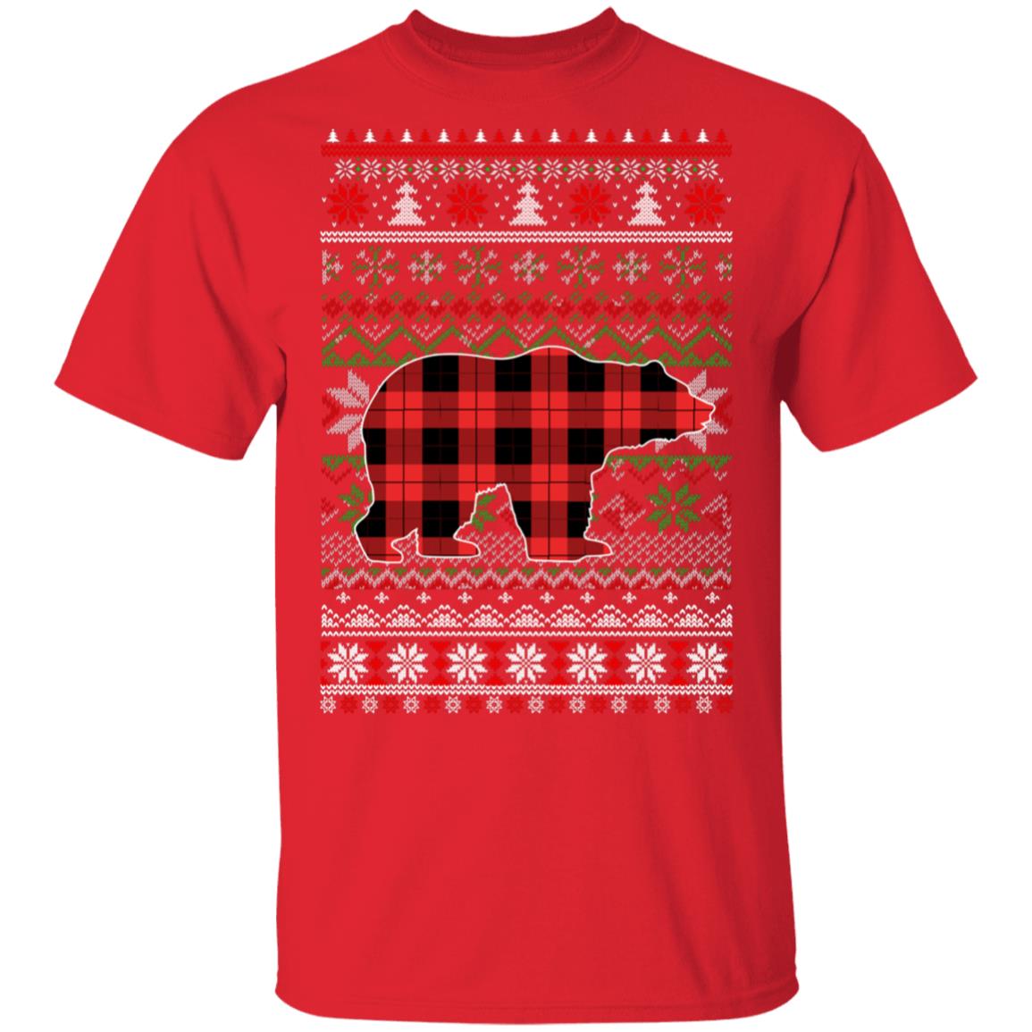 Bear Red Plaid Ugly Christmas Sweater Funny Gifts T-Shirt & Sweatshirt | Teecentury.com