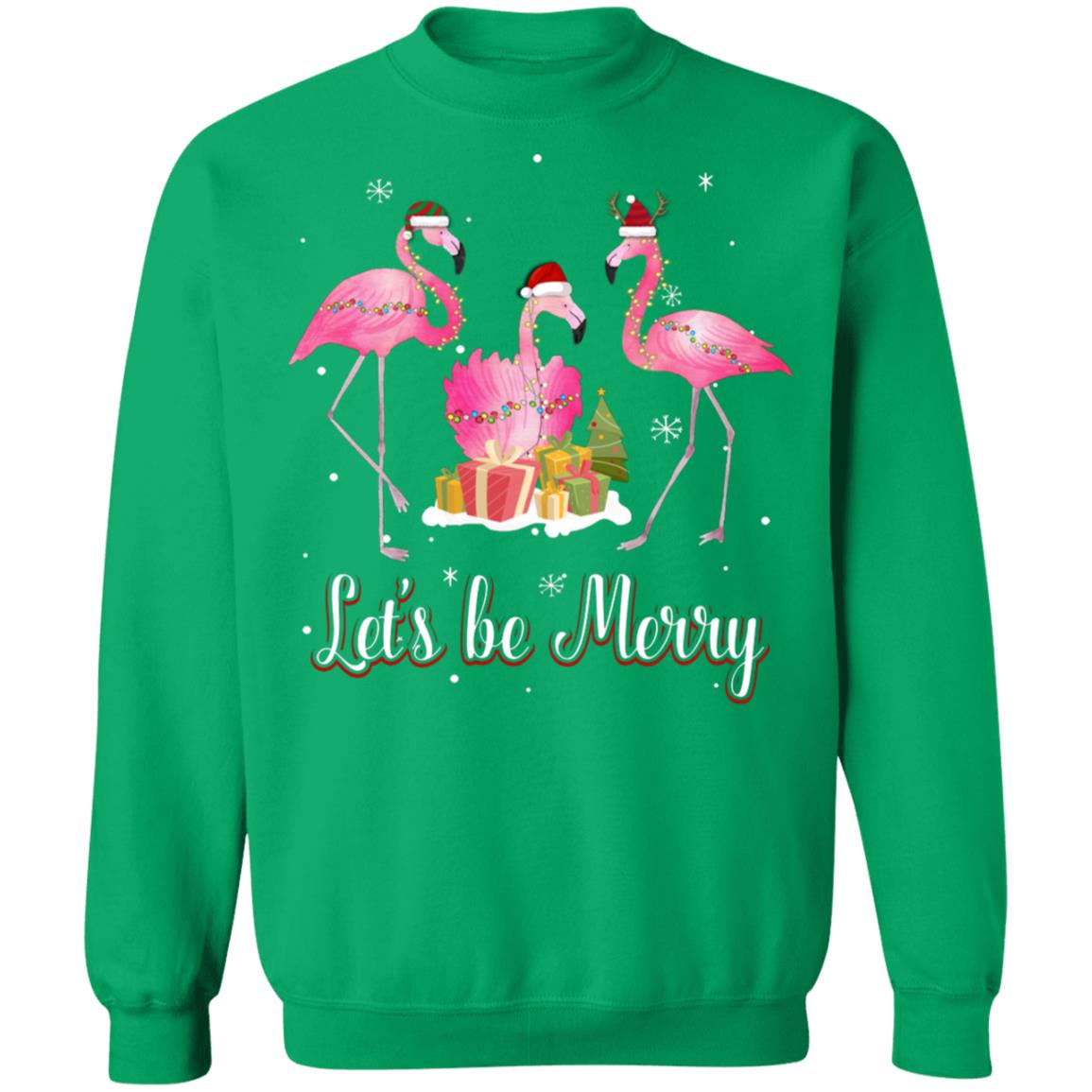 Family Holiday Let's Be Merry Christmas Flamingo T-Shirt & Sweatshirt | Teecentury.com