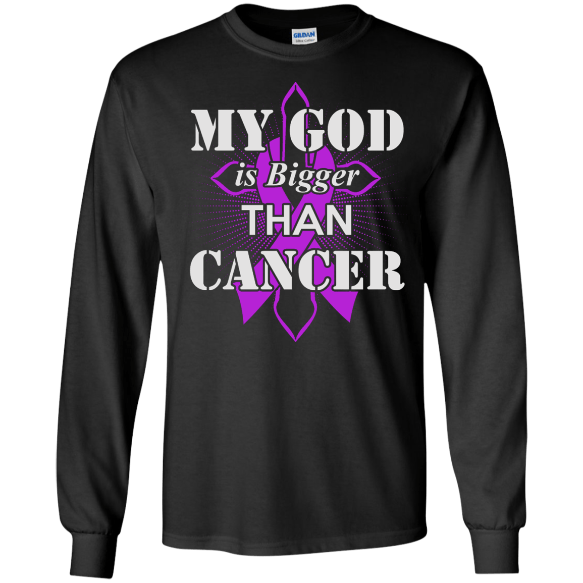 My God Is Bigger Than Cancer Violet Awareness Ribbon T-Shirt & Hoodie | Teecentury.com