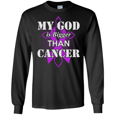 My God Is Bigger Than Cancer Violet Awareness Ribbon T-Shirt & Hoodie | Teecentury.com