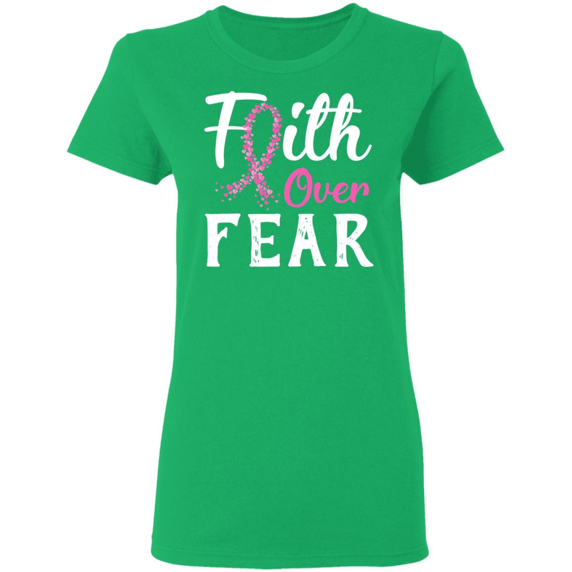 Breast Cancer Awareness Pink Ribbon Faith Over Fear T-Shirt & Hoodie | Teecentury.com