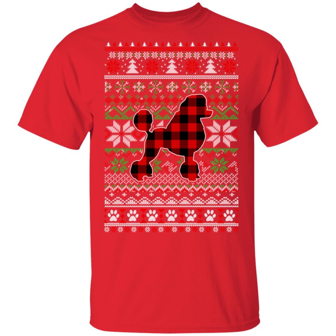 Poodle Red Plaid Ugly Christmas Sweater Gifts T-Shirt & Sweatshirt | Teecentury.com