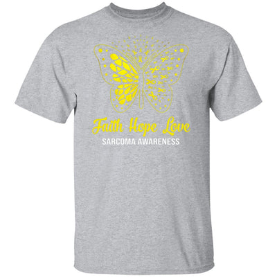 Faith Hope Love Yellow Butterfly Sarcoma Awareness T-Shirt & Hoodie | Teecentury.com