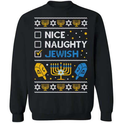 Nice Naughty Jewish Funny Hanukkah Christmas Gifts T-Shirt & Sweatshirt | Teecentury.com