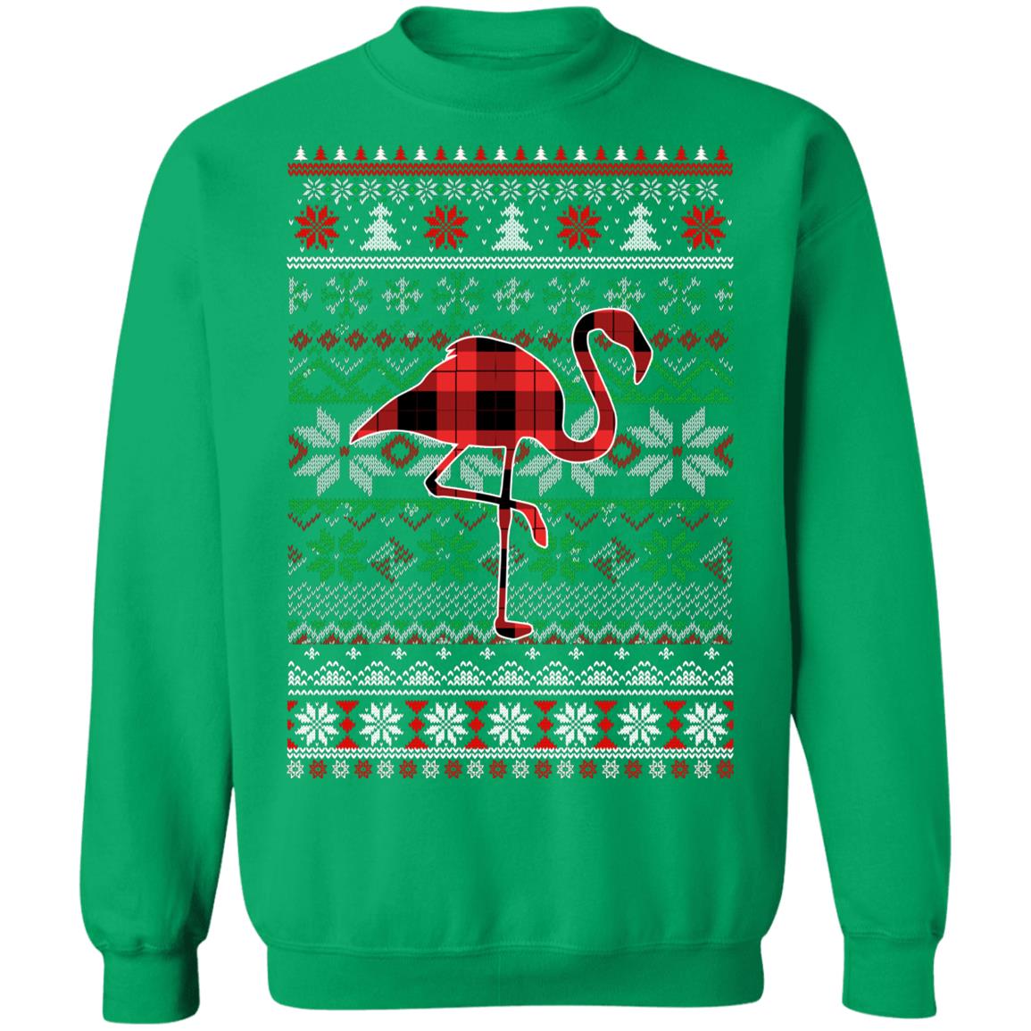 Flamingo Red Plaid Ugly Christmas Sweater Funny Gifts T-Shirt & Sweatshirt | Teecentury.com