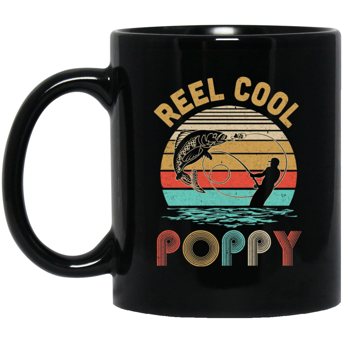 Vintage Reel Cool Poppy Fish Fishing Father's Day Gift Mug Coffee Mug | Teecentury.com
