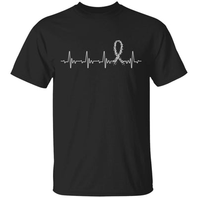 Brain Cancer Diabetes Awareness Gray Ribbon Heartbeat T-Shirt & Hoodie | Teecentury.com