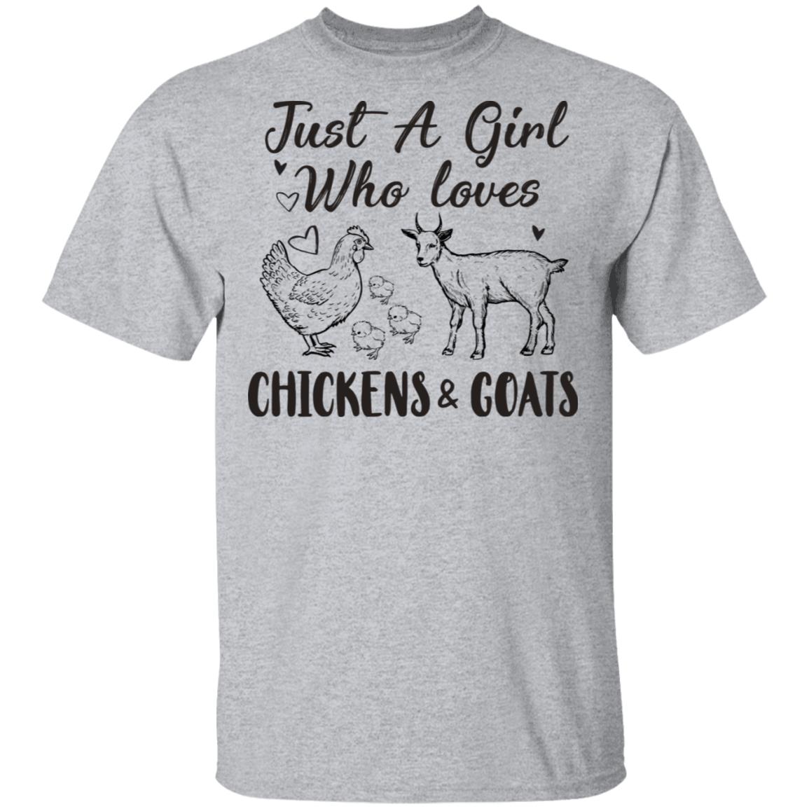 Just A Girl Who Loves Chickens And Goats Farmer Girls Gift T-Shirt & Hoodie | Teecentury.com