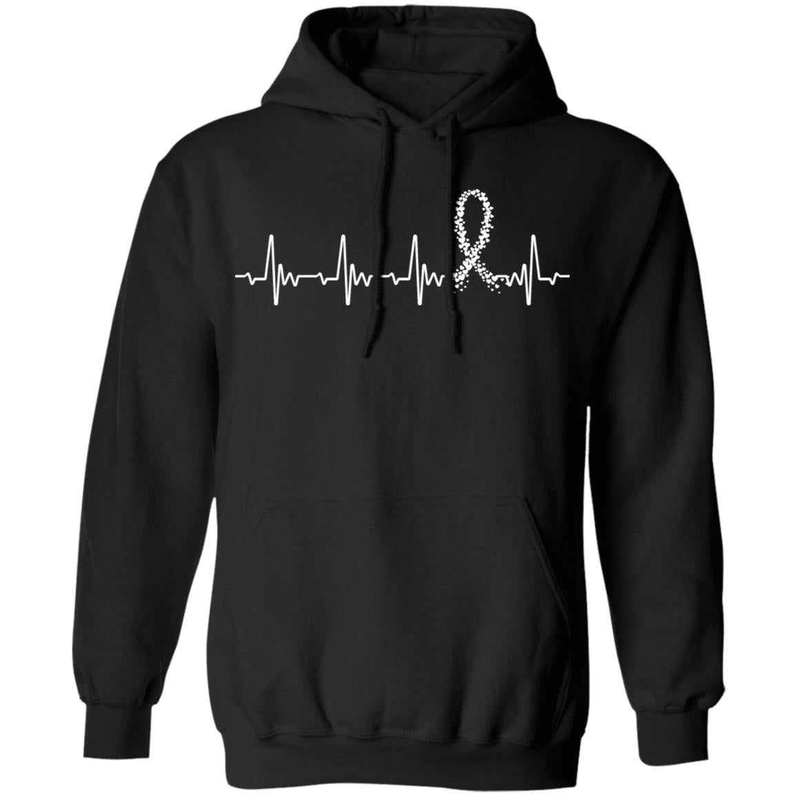 Lung Cancer Awareness White Ribbon Heartbeat T-Shirt & Hoodie | Teecentury.com