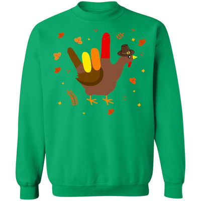 American Sign Language I Love You Thanksgiving Turkey T-Shirt & Sweatshirt | Teecentury.com