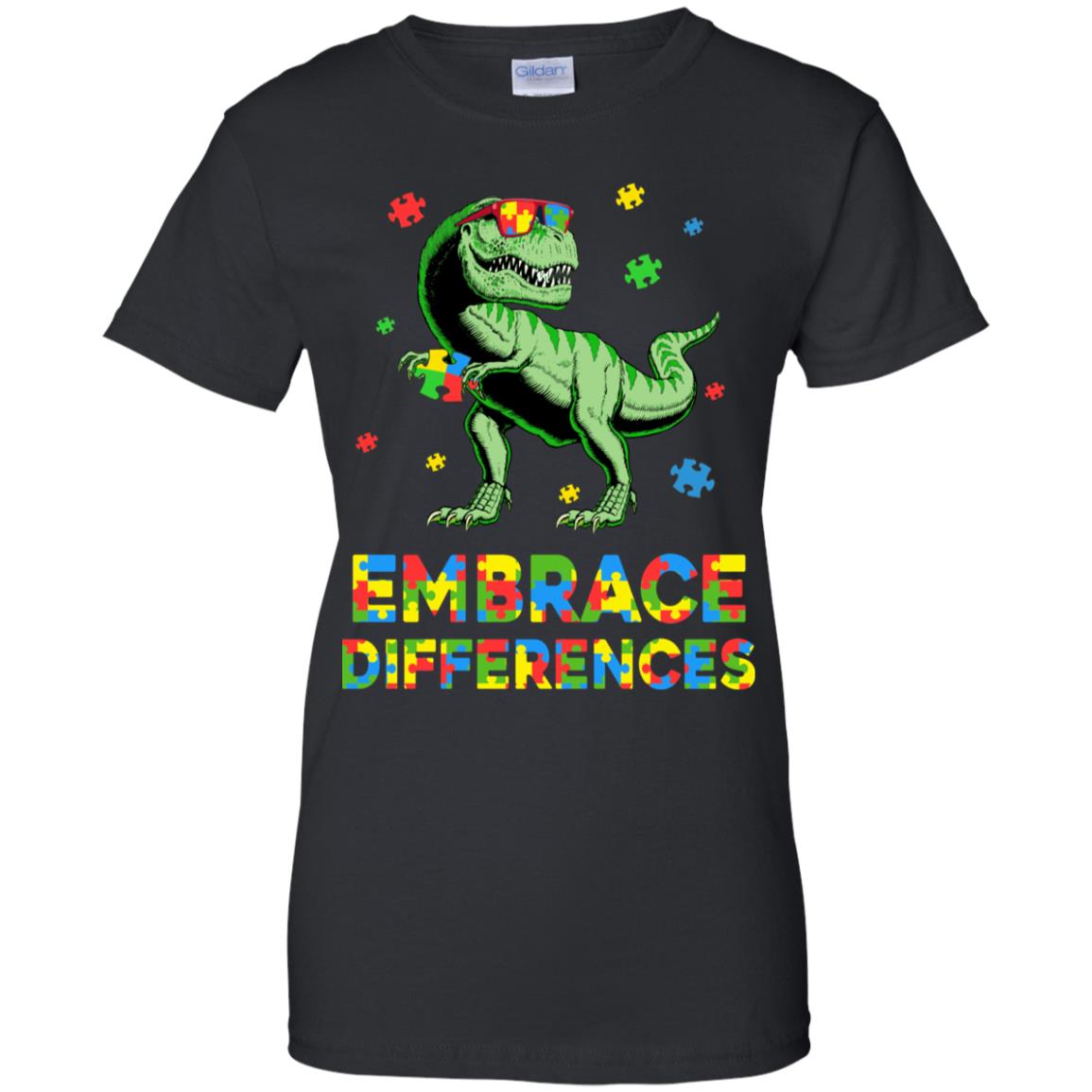Dinosaur Puzzle Autism Awareness Embrace Differences T-Shirt & Hoodie | Teecentury.com