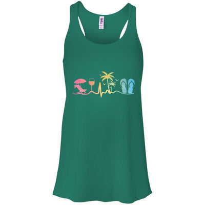 Heartbeat Palm Tree Wine Glass Flip Flop Summer T-Shirt & Tank Top | Teecentury.com
